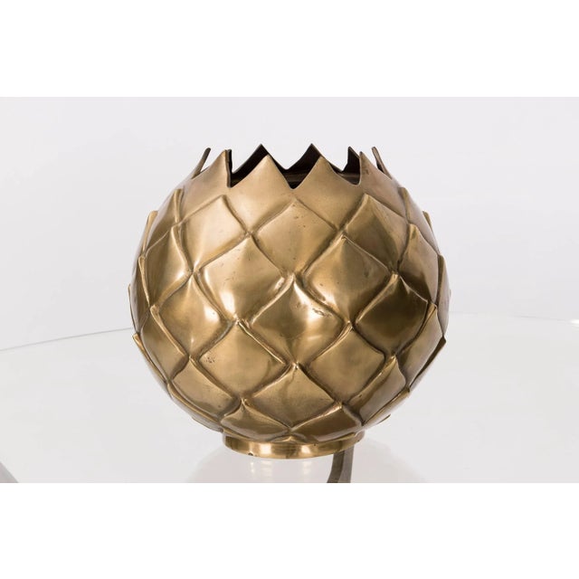 Large-scale vase is made with solid brass.