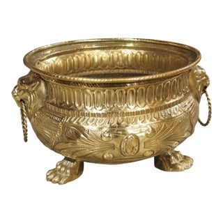 A Polished Circa 1900 French Brass Jardiniere Table Planter For Sale