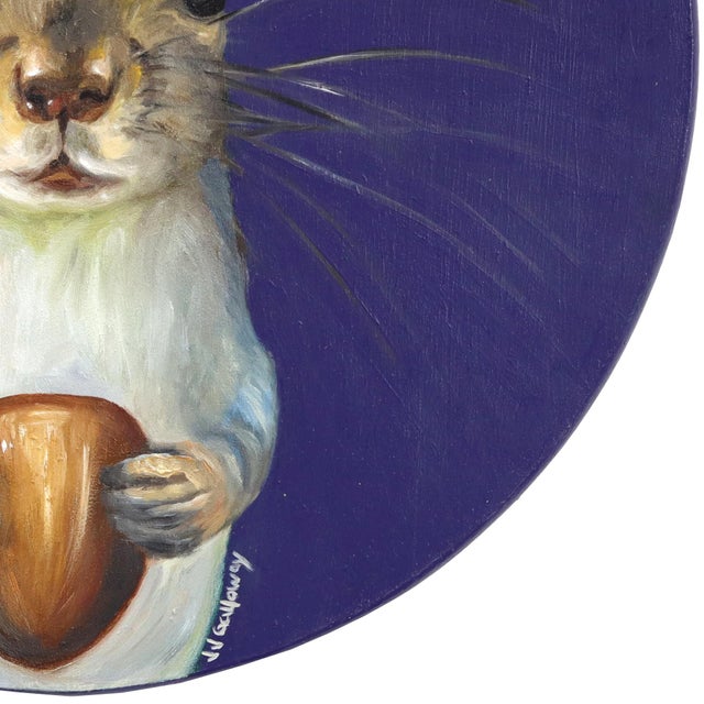 Squirrel Nut Cap - Original Squirrel Animal Pop Art Oil Painting For Sale In Los Angeles - Image 6 of 9