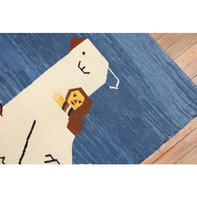 Late 20th Century Sad Pigeon Pictorial Persian Kilim Wall Hanging - 3'2" x 4'4" For Sale - Image 4 of 18