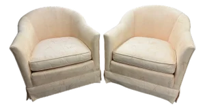 1950s Baker Furniture Co. Barrel Chairs on Caster Wheels - A Pair