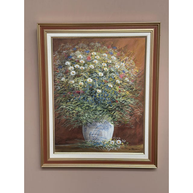 Jan Rhodin, Summer Flowers in a Pot, 1950s, Oil on Panel, Framed For Sale - Image 8 of 17