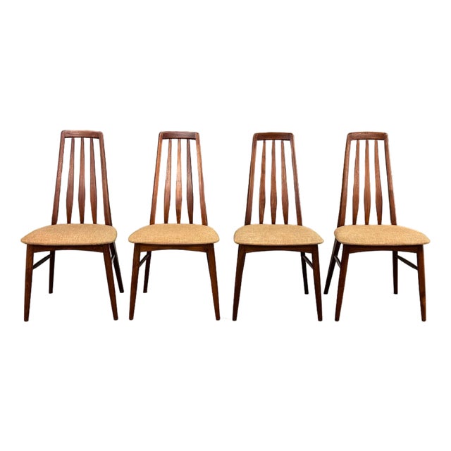 1960s Danish Modern Teak Eva Dining Chairs by Koefoeds Hornslet - Set of 4 For Sale
