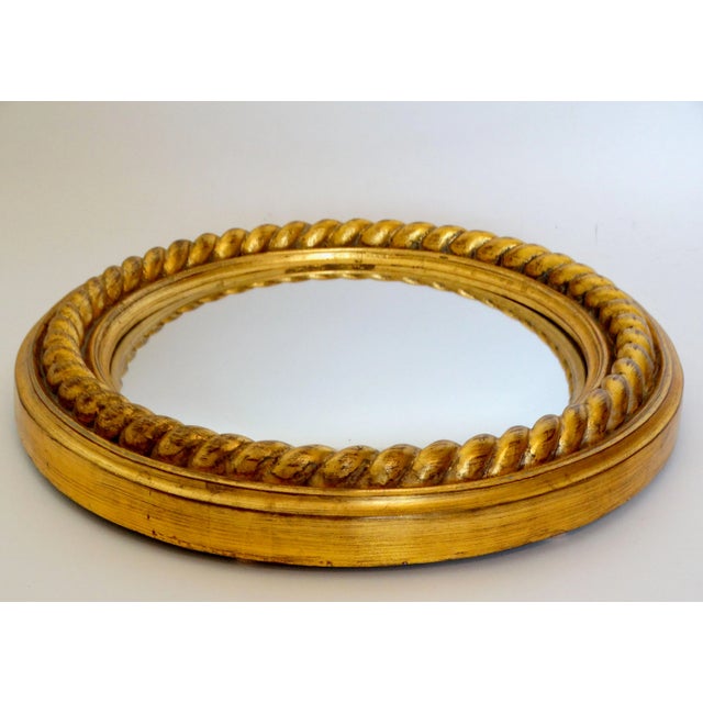 English Large Giltwood Convex Mirror Twisted Rope Design 18.25" For Sale - Image 3 of 12