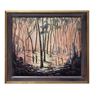 Mid Century Tonalist Figurative Landscape -- the Search by Winifred Lucy Shaffer