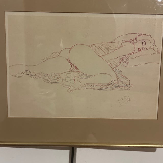 Portraiture 1910s Original Print on Collectors Paper of Pencil Drawing of Gustav Klimt For Sale - Image 3 of 10