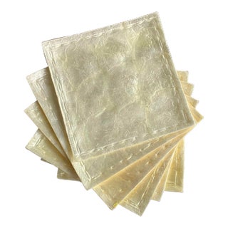 Vintage Glazed Capiz Shell Appetizer Plates - Set of 6 For Sale