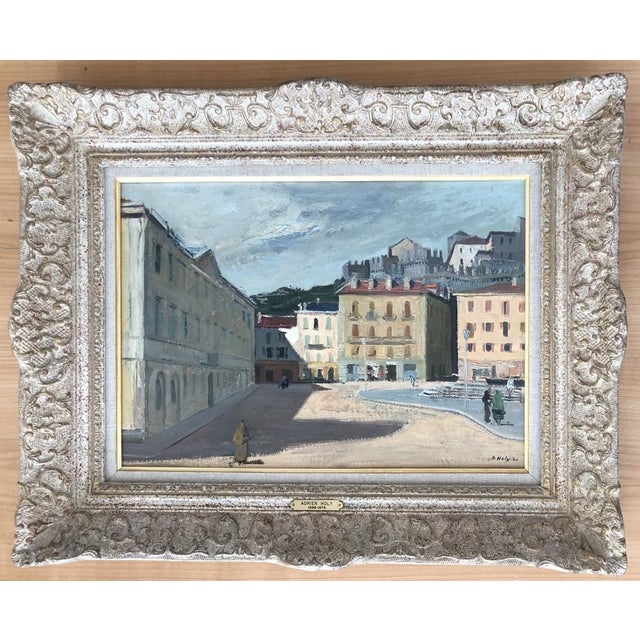 Adrien Holy, La place animée et la Piazza Governo à Bellinzone, 1946, Oil on Canvas, Framed For Sale - Image 9 of 9