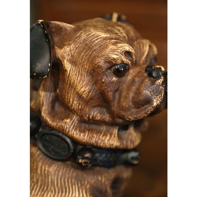 Mid-Century French Terracotta Pug Dog Sculpture With Glass Eyes For Sale In Dallas - Image 6 of 12