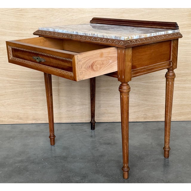 Early 20th Century French Carved Wood Nightstands, 1940s, Set of 2 For Sale - Image 4 of 9