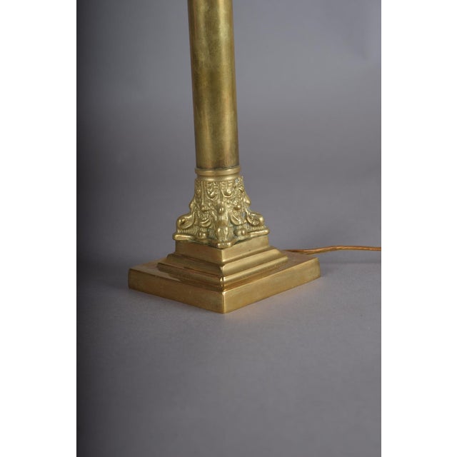 NeoclassicalBrass Classical Column Table Lamp with Ornate Capital and Square Pedestal, Europe, 1950s For Sale - Image 6 of 17