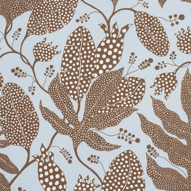 Contemporary SAMPLE - Schumacher x Marian Mcevoy Polka Dot Jungle Fabric In Brown & Sky For Sale - Image 3 of 4
