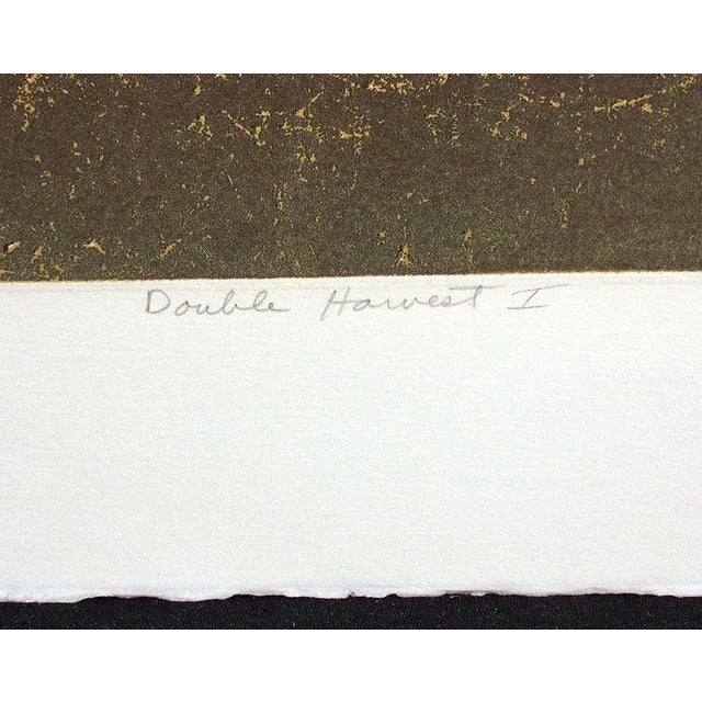 1980s Ted Thomas "Double Harvest 1" Realistic Etching of a Western Landscape 1970s 22x30 Unframed For Sale - Image 5 of 5