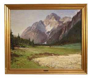C. Bentivoglio, Mountain View of the Croda Rossa D'ampezzo, 1920, Oil on Board