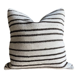 Vintage Rug Pillow Cover With Stripes For Sale