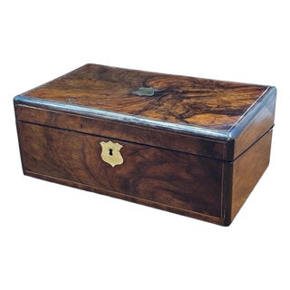Victorian Walnut Writing Box with Fitted Interior and Secret Drawers For Sale