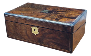 Victorian Walnut Writing Box with Fitted Interior and Secret Drawers