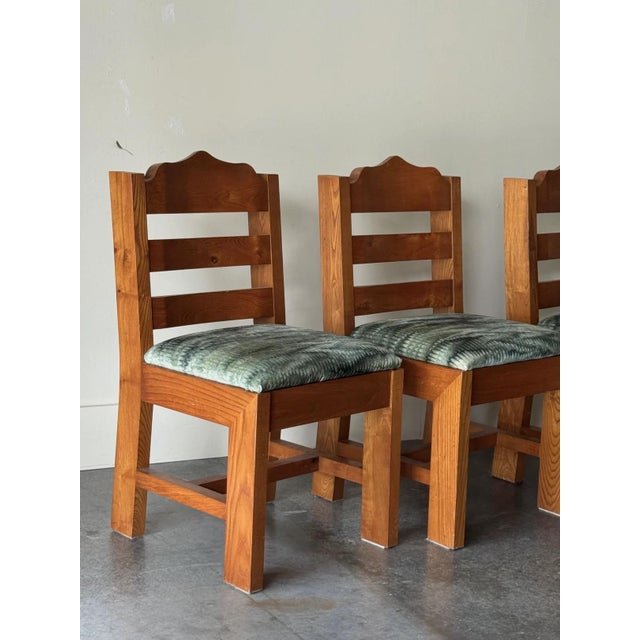 1960s Set of 4 1960s Brutalist Oak Dining Chairs For Sale - Image 5 of 6