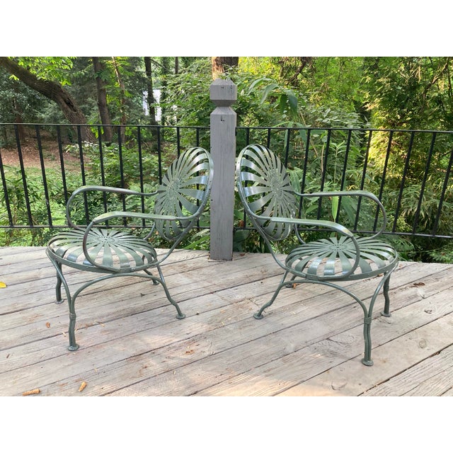 Metal Francois Carre Petite Lounge Chairs - A Pair, Restored For Sale - Image 7 of 7