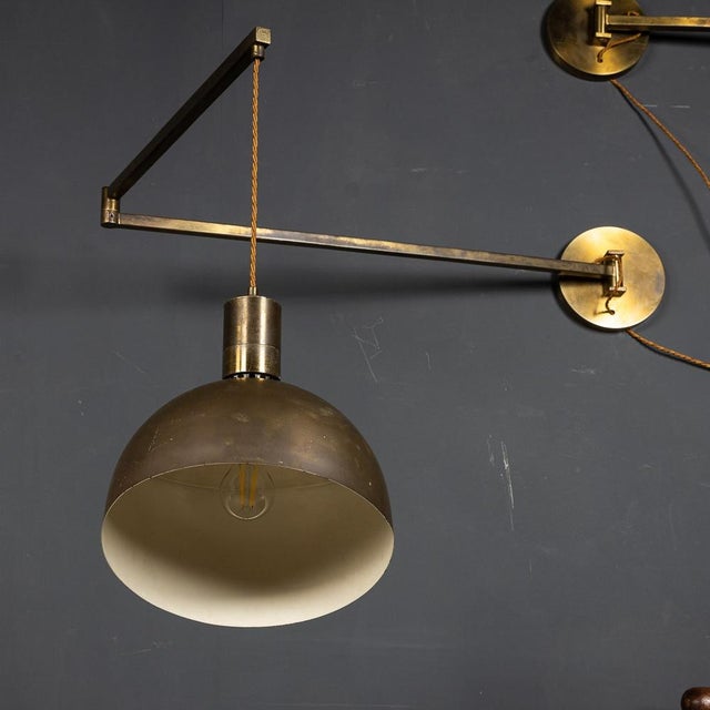 Brown Italian Brass Articulated Wall Lights by Albini & Helg, 1960s, Set of 2 For Sale - Image 8 of 13