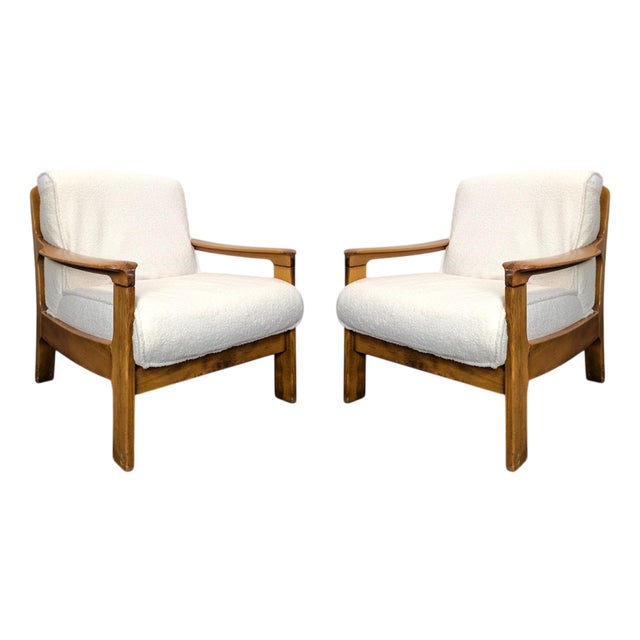 Set of Danish Armchairs in French Terry Fabric For Sale