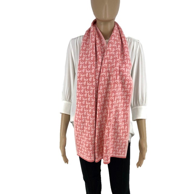 French Christian Dior Paris Pink Large Scarf For Sale - Image 3 of 10