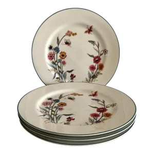 Vintage Jardin by Andrea " Sedek" Pattern Porcelain Dinner Plates S/4