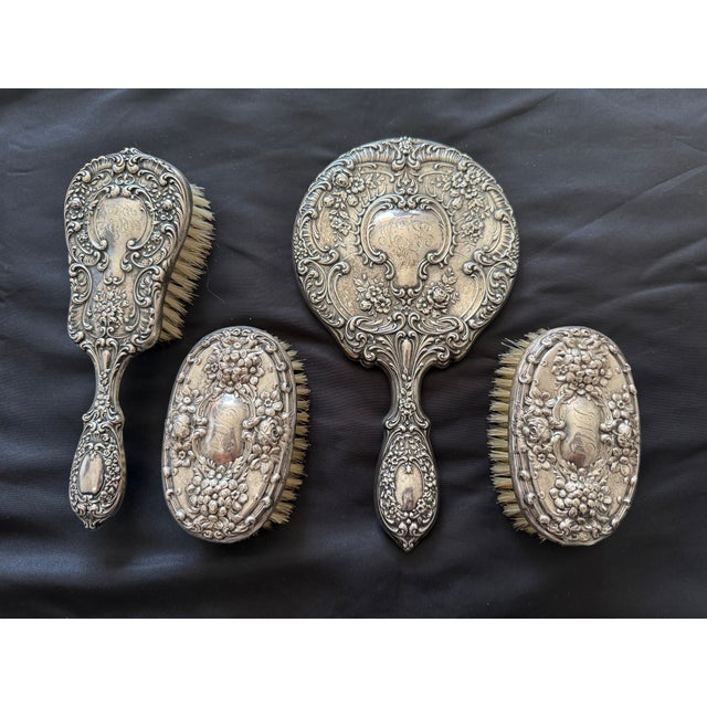 Gorham Silver Co. Vintage Gorham Silver Vanity Set Monogrammed For Sale - Image 4 of 12