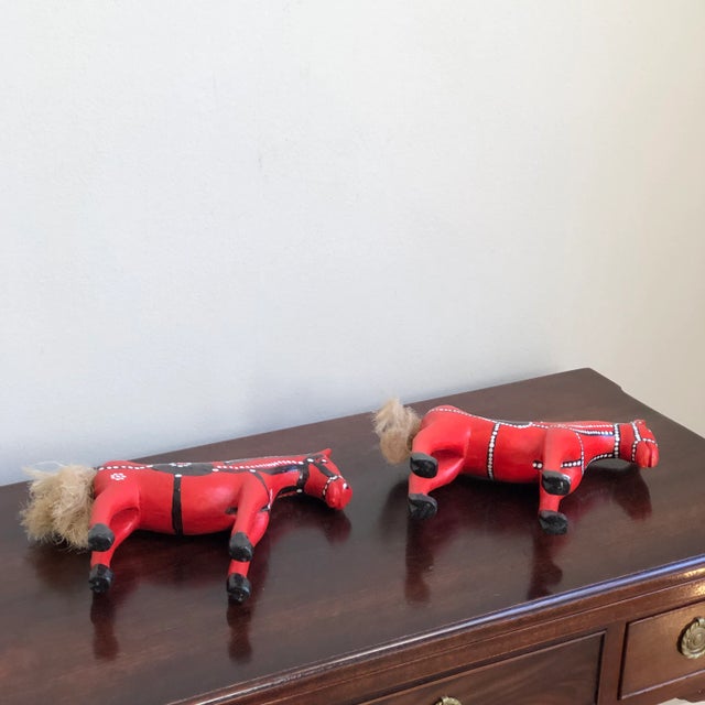 Wood Vintage Handcrafted Rustic European Folk Art Horses — a Pair For Sale - Image 7 of 10