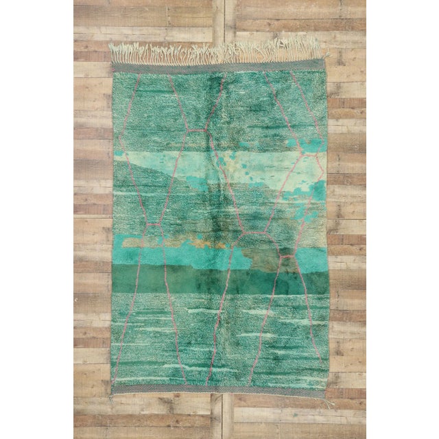 Green Green Beni Mrirt Moroccan Rug - 05'09 X 08'04 For Sale - Image 8 of 9