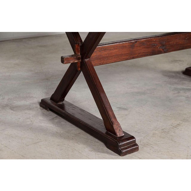 English Oak X-Framed Farmhouse Refectory Table, 1970s For Sale - Image 16 of 18