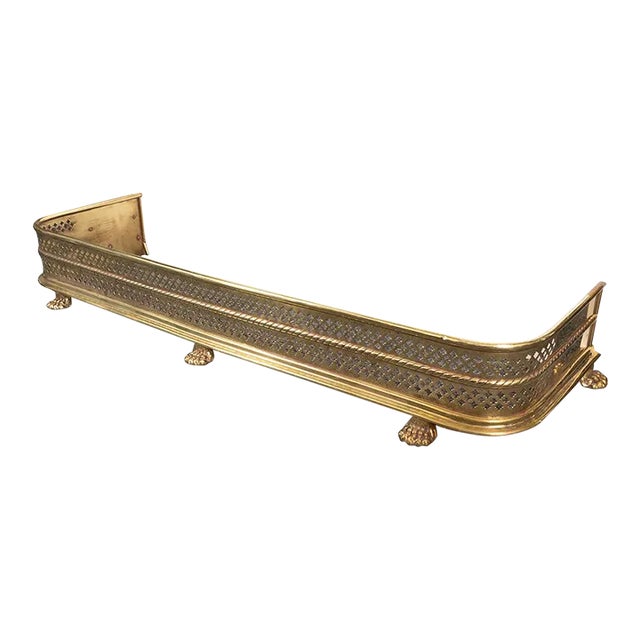 Vintage Perforated Brass Fireplace Fender For Sale