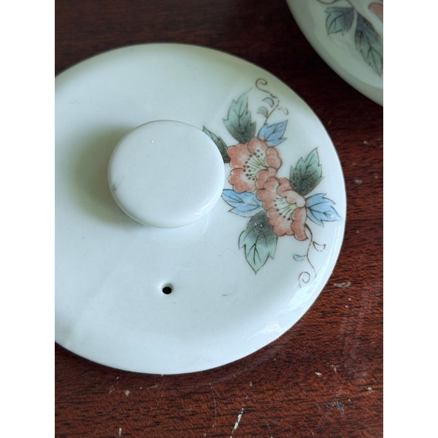 Pink 80s Japanese Floral Tea Pot and Cups For Sale - Image 8 of 16