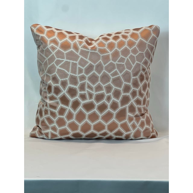 Contemporary Geometric 20”x20” Feather/Down Pillows - A Pair For Sale - Image 3 of 7