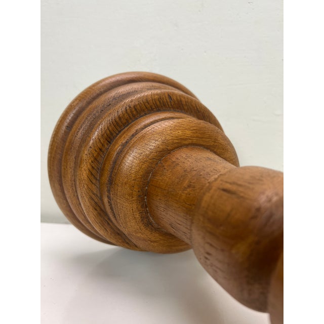 Large Turned Oak Table Lamp, 1960s For Sale - Image 9 of 18