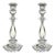 Val St Lambert Crystal Candleholders, Pair | Hexagonal Base, Clear Belgian Crystal For Sale