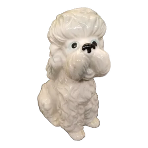 Vintage Lefton Exclusives Poodle White W/ Blue Tip Figurine