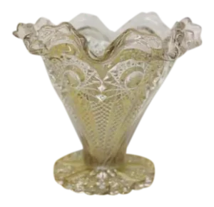 Early 20th Century Imperial Eapg Zipper Heart Hobstar Crystal Vase