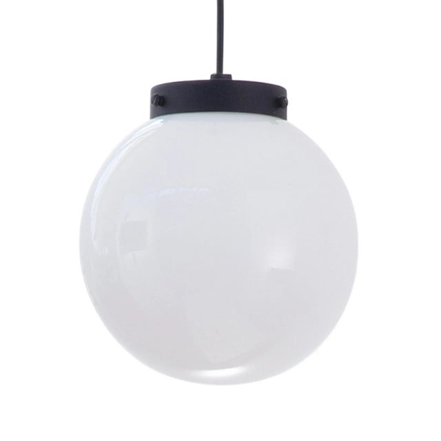 Vintage White Milk Glass Suspension Light, Italy For Sale - Image 10 of 10
