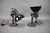 An impressive pair of original industrial desk lamps dating from 1955, featuring black-painted metal construction, glossy...