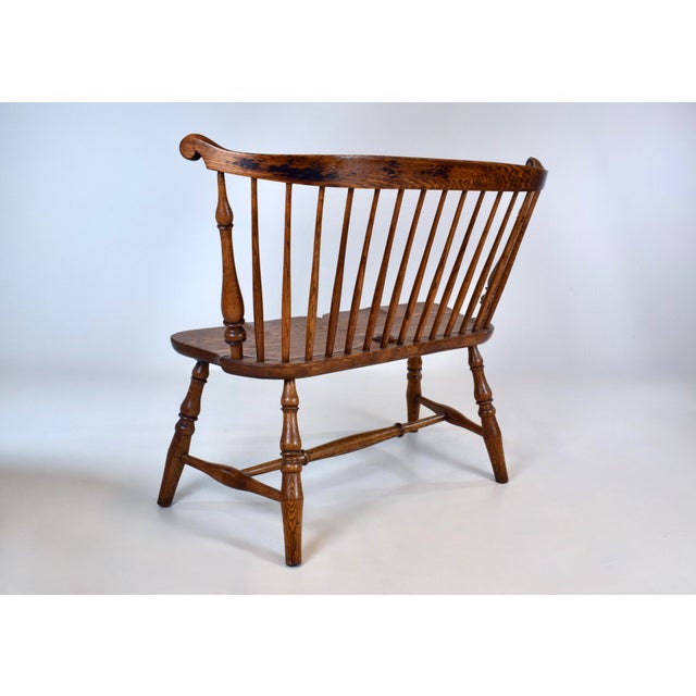 20th Century American Comb Back Windsor Settee Bench For Sale - Image 10 of 16