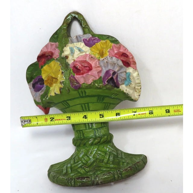 Vintage Dated 1926 Cast Iron Flower Basket Doorstop Chairish