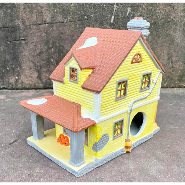 1990s Vintage Lighted Porcelain Farmhouse With Snow For Sale - Image 5 of 13