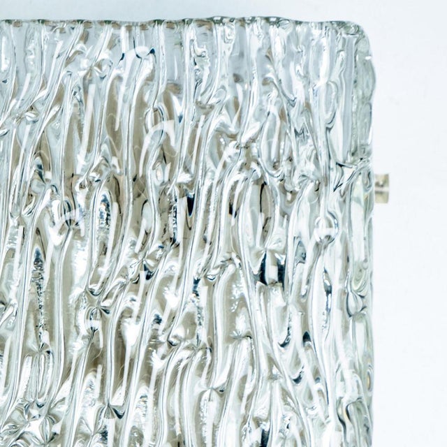 Textured Wave Glass Wall Light attributed to Kaiser Leuchten, 1970s For Sale - Image 3 of 16