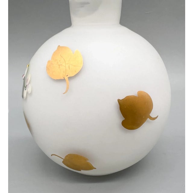 Glass Vintage White & Gold Hand-Painted Floral Glass Perfume Bottle – Victorian Style For Sale - Image 7 of 10