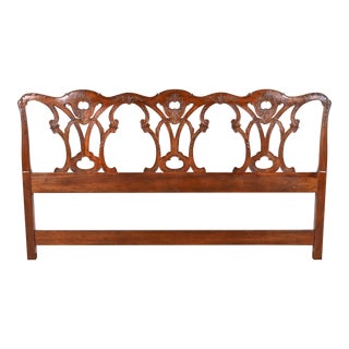 Henredon Chippendale Carved Mahogany King Size Headboard For Sale