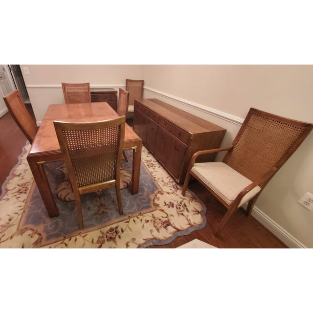 Vintage Drexel Burl Wood Dining Room Set – Complete Suite With Original Receipts For Sale - Image 9 of 17