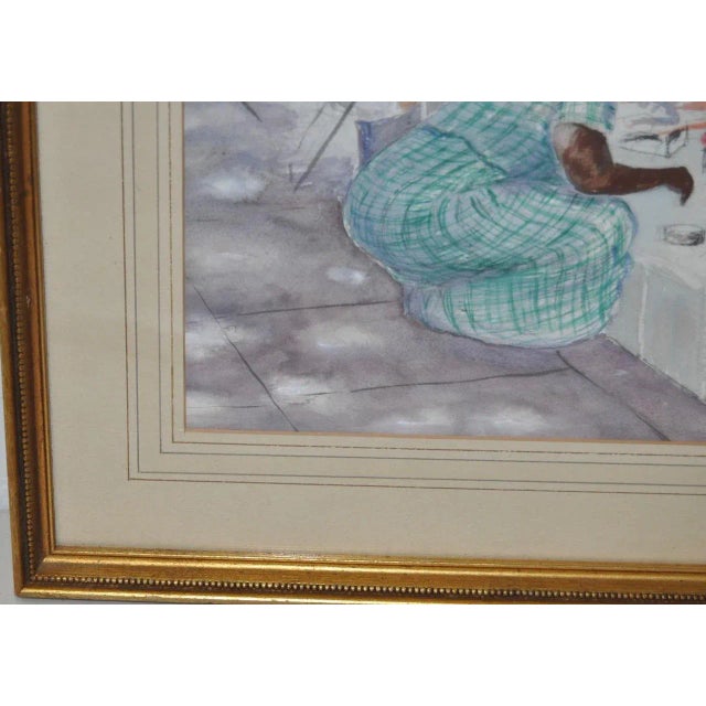 1990s "At The Flea Market" Watercolor Painting c.1997 For Sale - Image 5 of 8