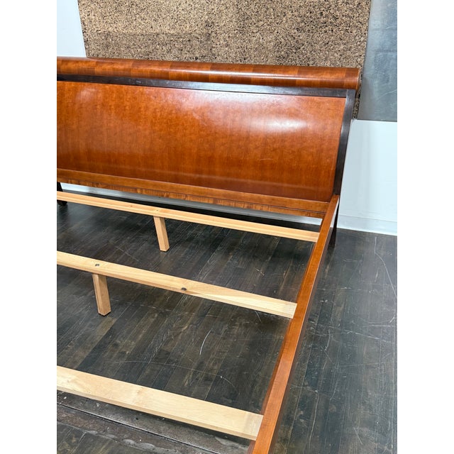 Eastern King Size Lee Weitzman Elysia Style Figured Wood Sleigh Bed Frame For Sale In San Francisco - Image 6 of 12