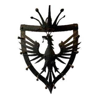Early 20th C. Ironwork Crest Hat/Coat Rack For Sale
